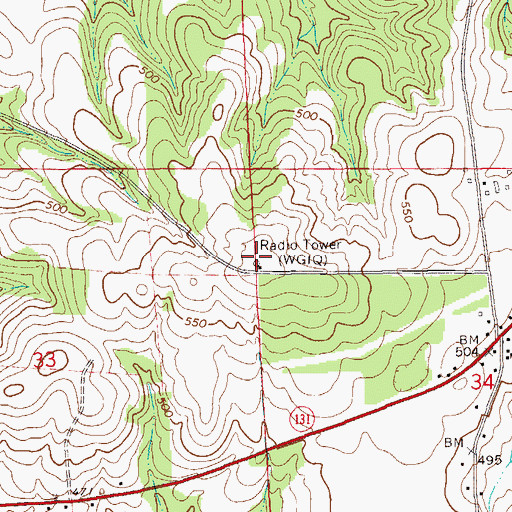 Topographic Map of WGIQ-TV (Louisville), AL