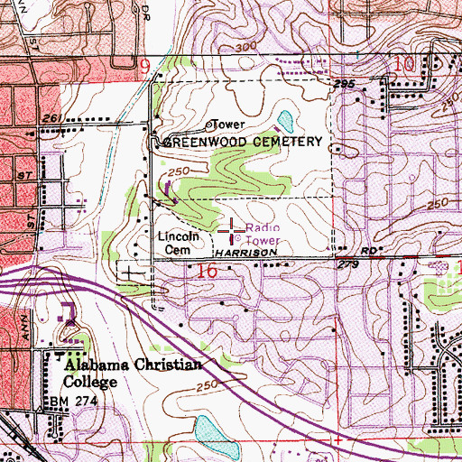 Topographic Map of WKAB-TV (Montgomery), AL
