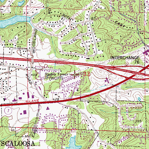 Topographic Map of WCFT-TV (Tuscaloosa), AL