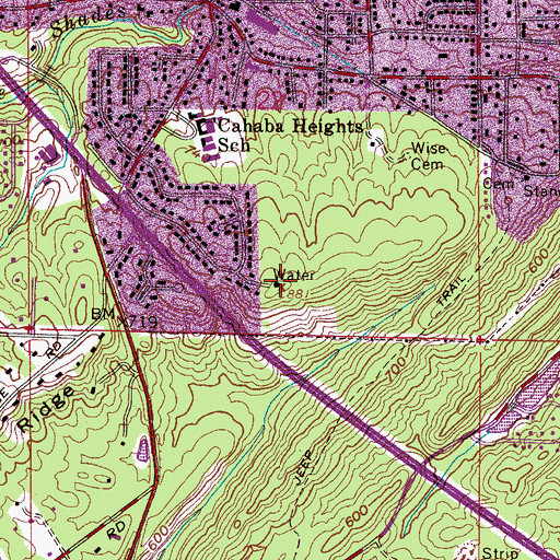 Topographic Map of W68A-TV (Mountain Brook), AL