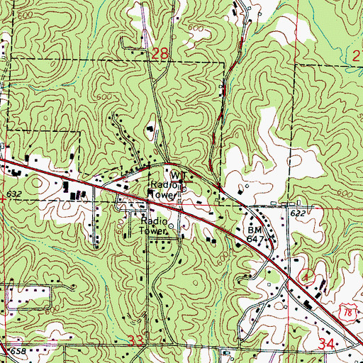 Topographic Map of W70A-TV (Hamilton), AL