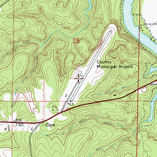 Topographic Map of Double Springs-Winston County Airport, AL