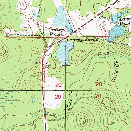 Topographic Map of Johnny Cravey Dam, AL