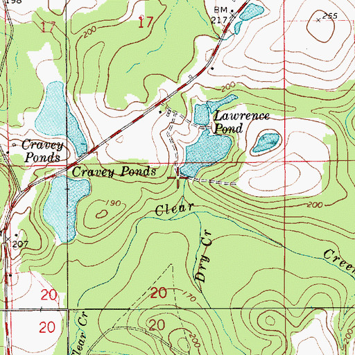 Topographic Map of David Cravey Lake Dam, AL