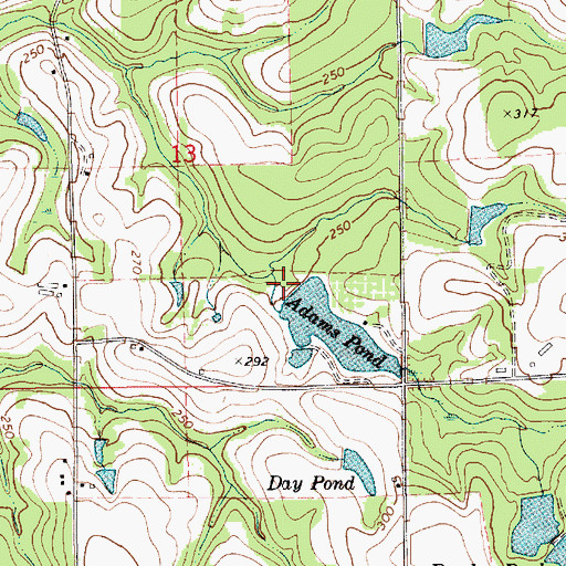 Topographic Map of Jerry Adams Dam, AL