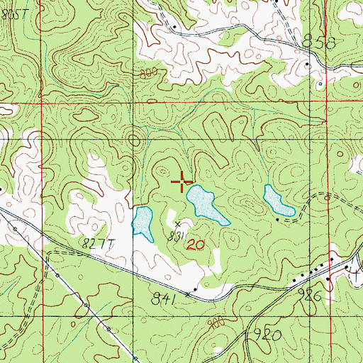 Topographic Map of Peoples Lake Dam, AL