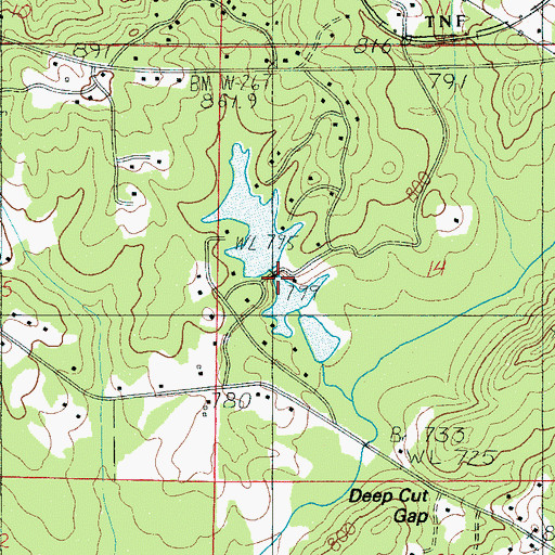 Topographic Map of Brown Dam, AL