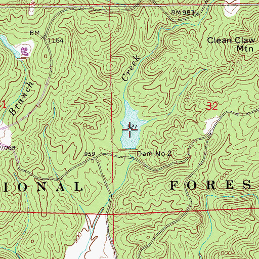 Topographic Map of Lake Pruitt, AL