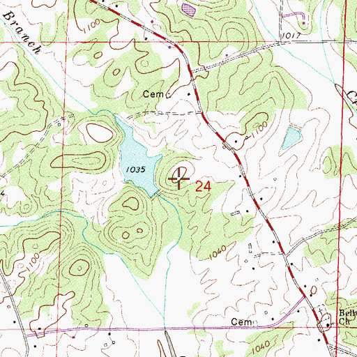 Topographic Map of Fox Creek Watershed Dam Number 2, AL