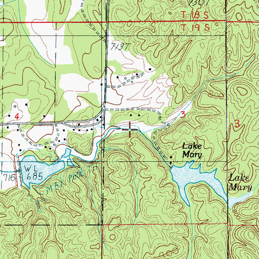 Topographic Map of Mary Lake Dam, AL