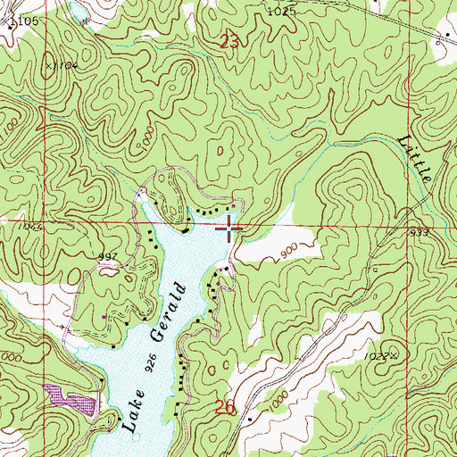 Topographic Map of Gerald Lake Dam, AL