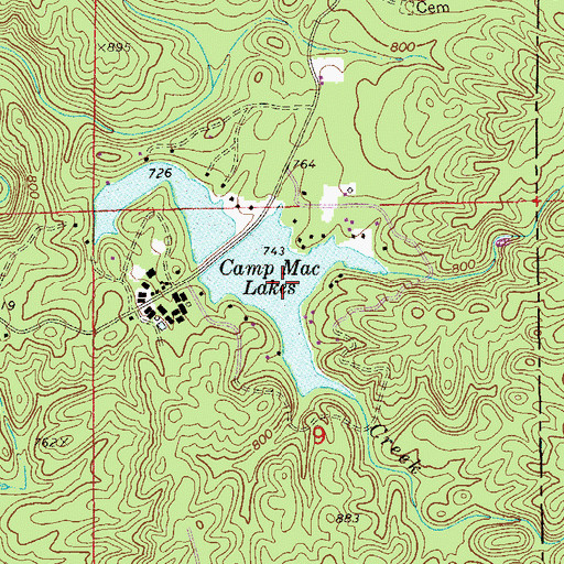 Topographic Map of Camp Mac Lake Number 2, AL