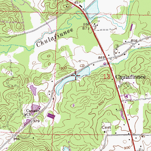 Topographic Map of Creighton Number 2 Dam, AL