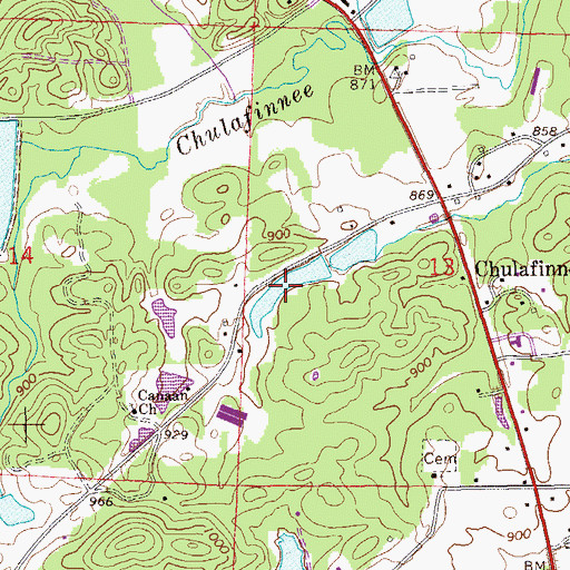 Topographic Map of Creighton Number 2 Lake, AL