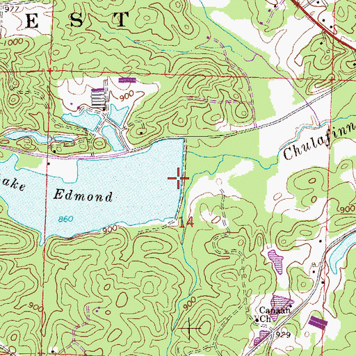 Topographic Map of Edmonds Lake Dam, AL