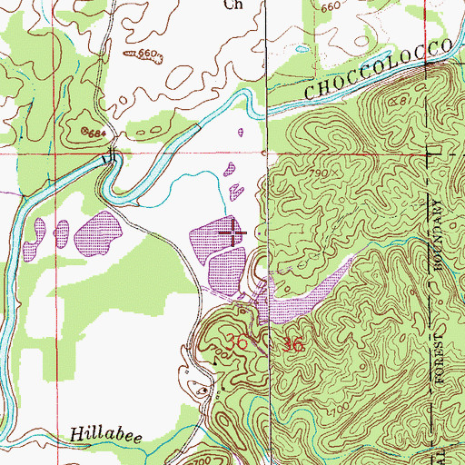 Topographic Map of Rush Dam, AL