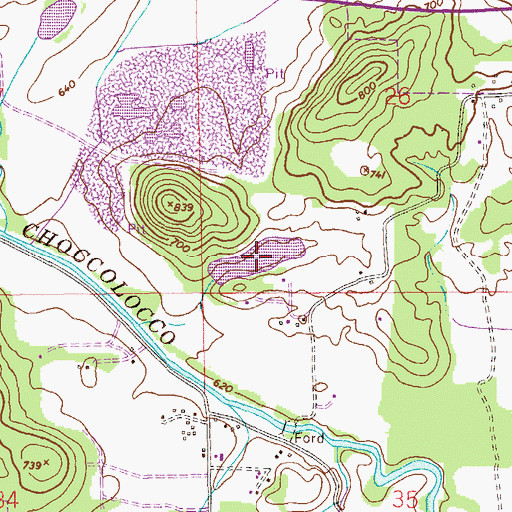 Topographic Map of Robertsons Lake, AL