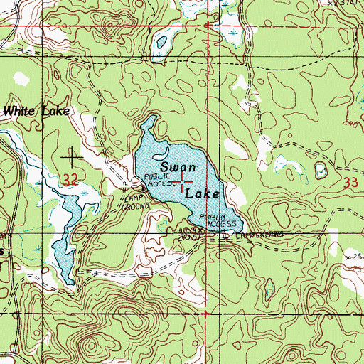 Topographic Map of Swan Lake, MI