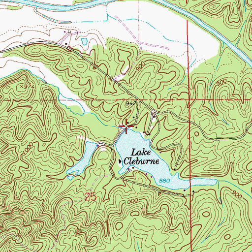 Topographic Map of Lake Cleburne Dam, AL