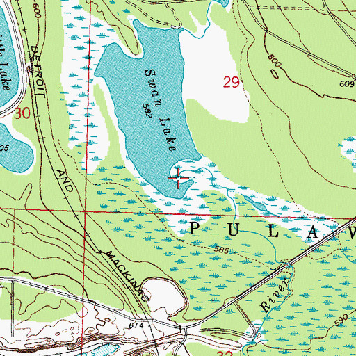 Topographic Map of Swan River, MI
