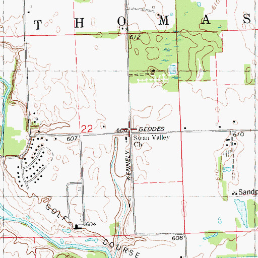 Topographic Map of Swan Valley Church, MI