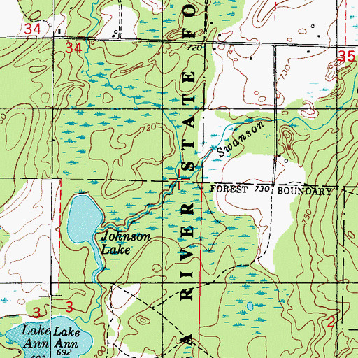 Topographic Map of Swanson Creek, MI