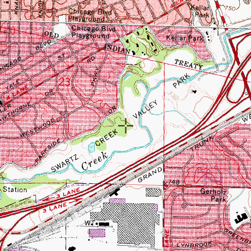 Topographic Map of Swartz Creek Valley Park, MI