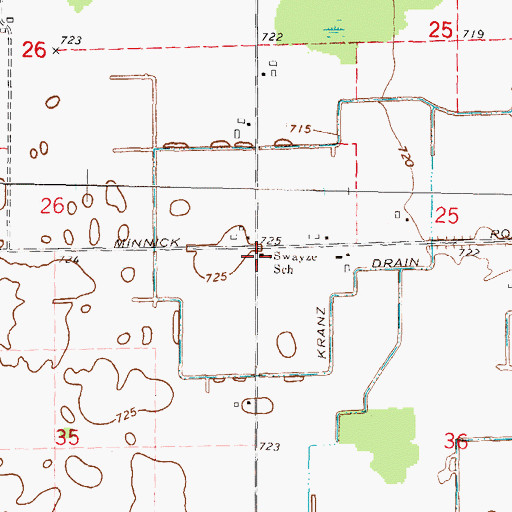 Topographic Map of Swayze School, MI