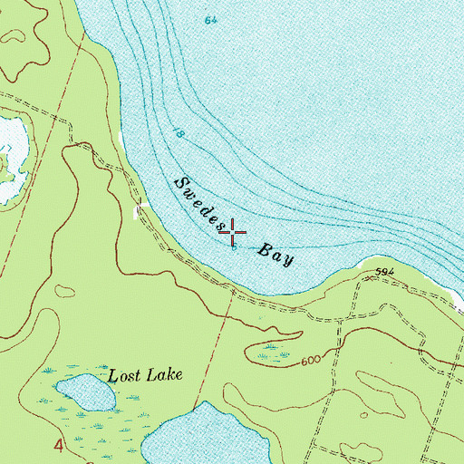 Topographic Map of Swedes Bay, MI