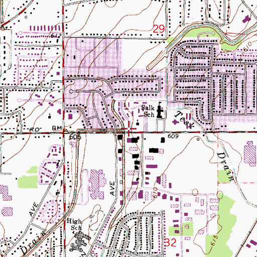 Topographic Map of Sweeney Drain, MI