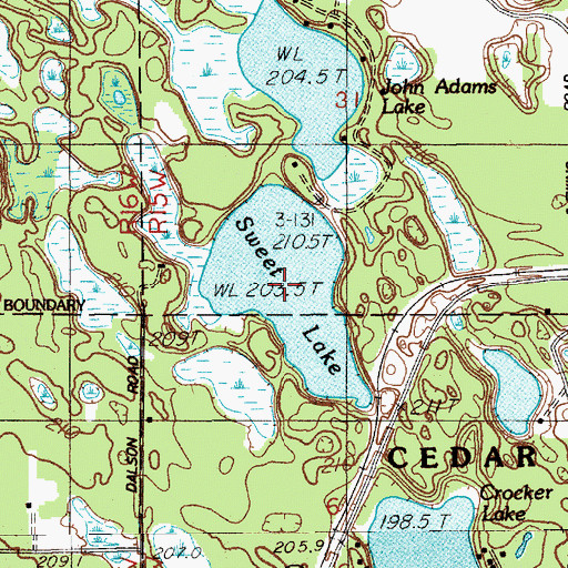 Topographic Map of Sweet Lake, MI