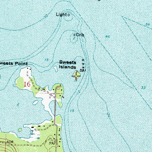 Topographic Map of Sweets Islands, MI