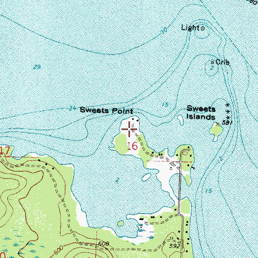 Topographic Map of Sweets Point, MI
