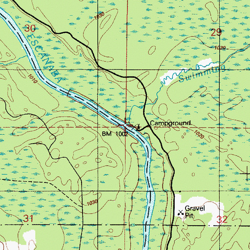 Topographic Map of Swimming Hole Creek, MI