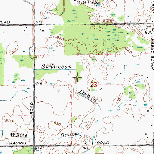 Topographic Map of Swineson Drain, MI