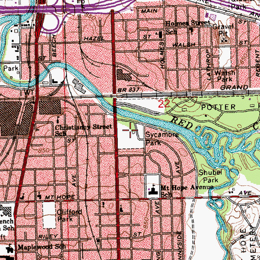 Topographic Map of Sycamore Park, MI