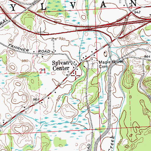 Topographic Map of Sylvan Center, MI