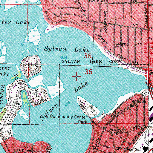 Topographic Map of Sylvan Lake, MI