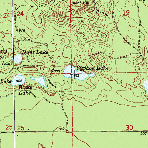 Topographic Map of Syphon Lake, MI
