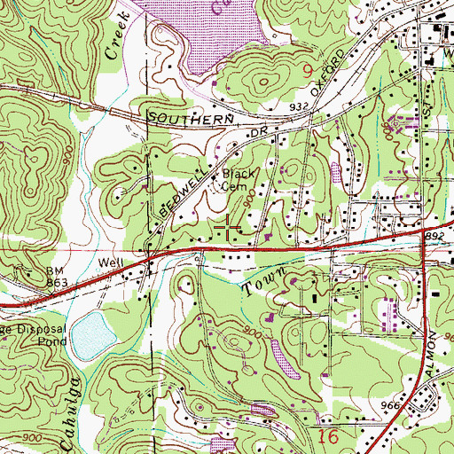 Topographic Map of Cahulga Creek Lake Number 1, AL