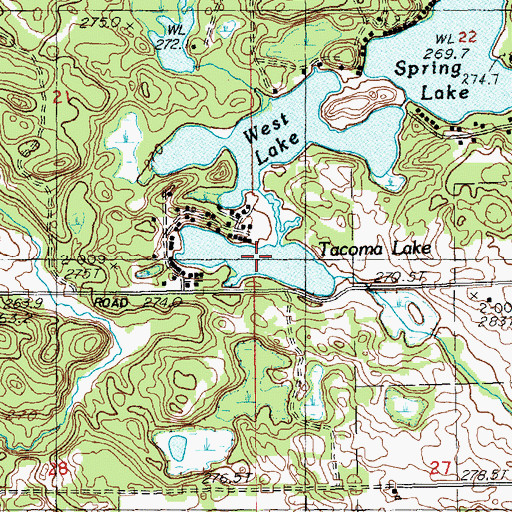 Topographic Map of Tacoma Lake, MI