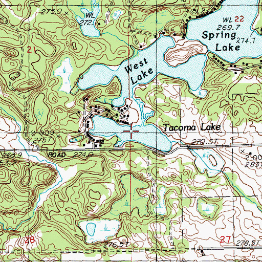 Topographic Map of Tacoma Lake, MI