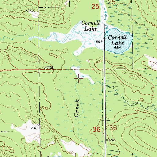 Topographic Map of Tad Creek, MI