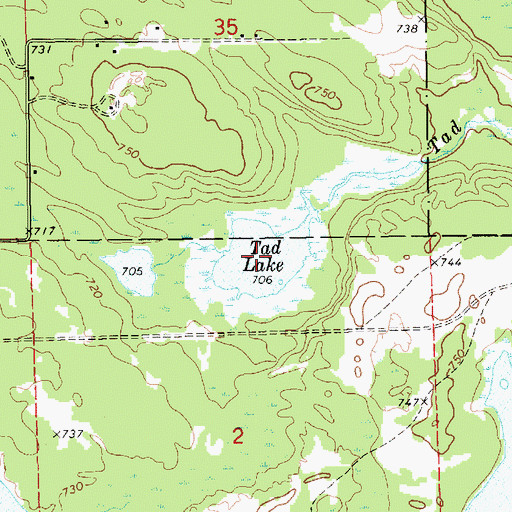 Topographic Map of Tad Lake, MI