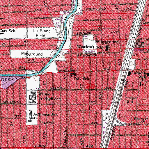 Topographic Map of Taft School, MI