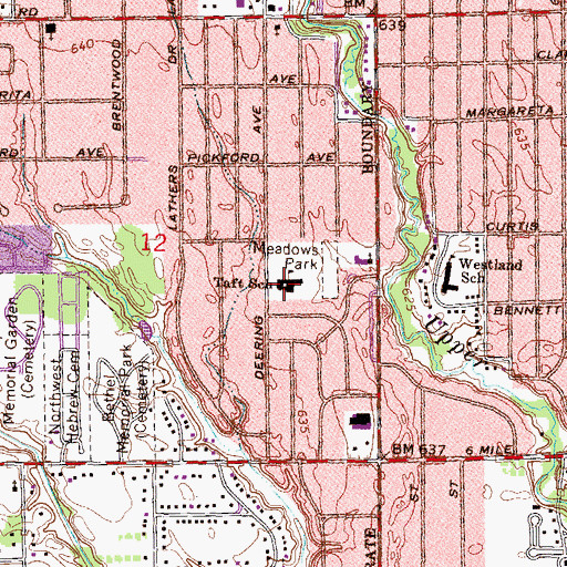 Topographic Map of Taft School, MI