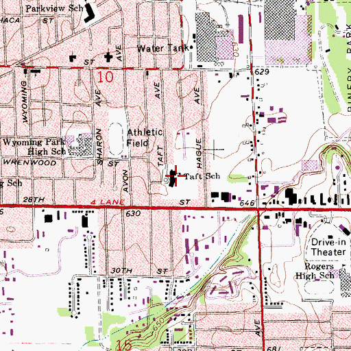 Topographic Map of Taft School, MI