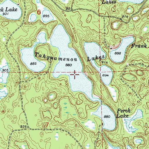 Topographic Map of Tahquamenon Lakes, MI