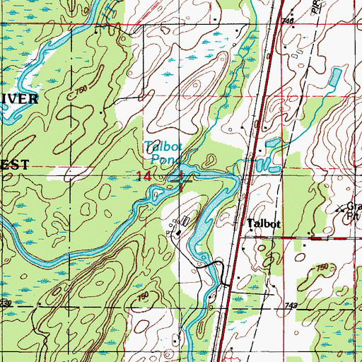 Topographic Map of Talbot Pond, MI