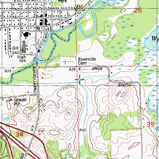 Topographic Map of Tamarack Creek, MI